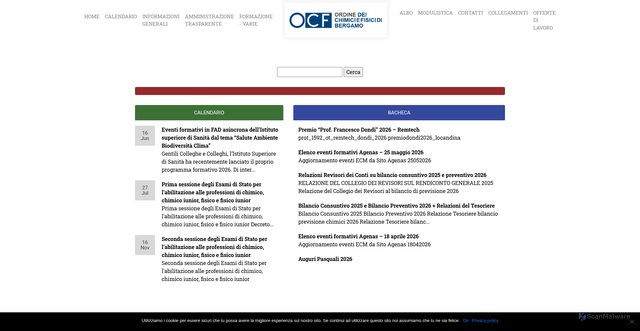Security scan screenshot of https://www.ordinechimicifisicibergamo.it/