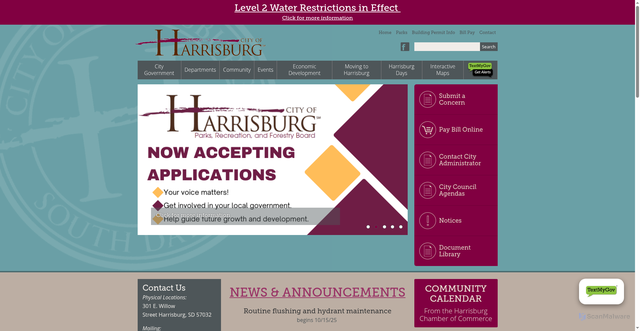 Security scan screenshot of https://harrisburgsd.gov/