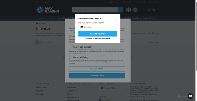 Security scan screenshot of https://infensusgear.se