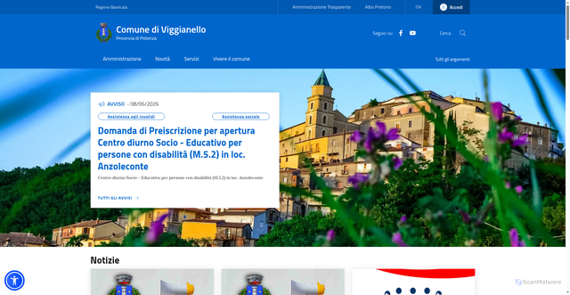 Security scan screenshot of https://www.comune.viggianello.pz.it