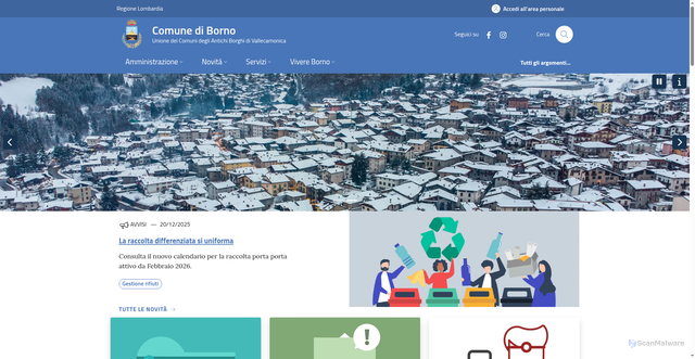 Security scan screenshot of https://www.comune.borno.bs.it/