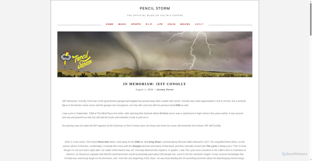 Security scan screenshot of https://www.pencilstorm.com/blog/2026/in-memoriam-jeff-conolly