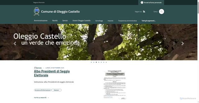 Security scan screenshot of https://www.comune.oleggiocastello.no.it/