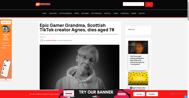 Security scan screenshot of https://www.swisherpost.com/viral-news/epic-gamer-grandma-scottish-tiktok-creator-agnes-dies-aged-78/