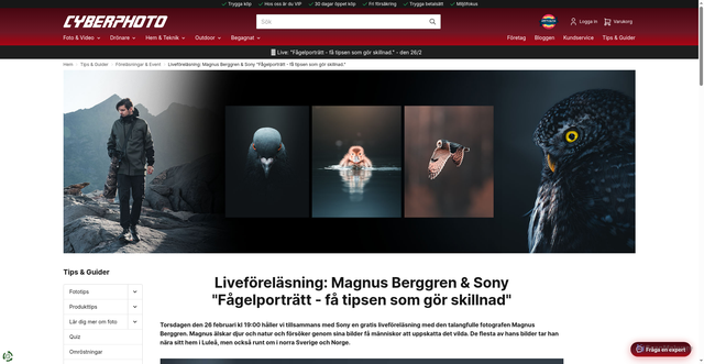 Security scan screenshot of https://www.cyberphoto.se/inspiration/forelasningar/liveforelasning-magnus-berggren-sony-fagelportratt-fa-tipsen-som-gor-skillnad