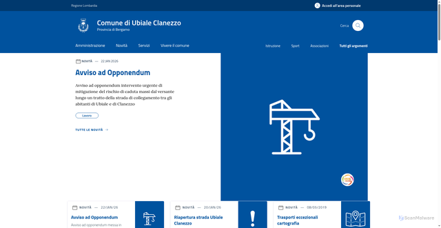 Security scan screenshot of https://www.comune.ubialeclanezzo.bg.it/home/index.html