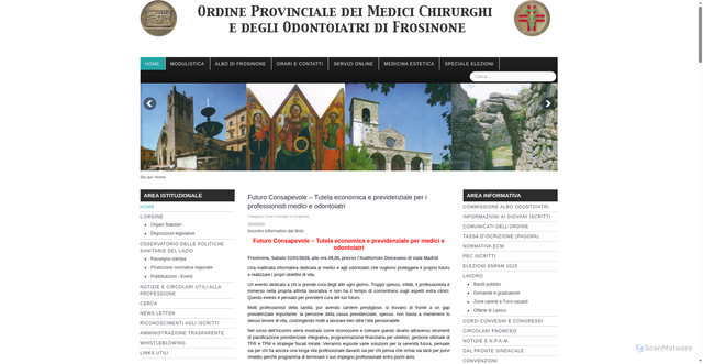 Security scan screenshot of https://www.ordinemedicifrosinone.it/