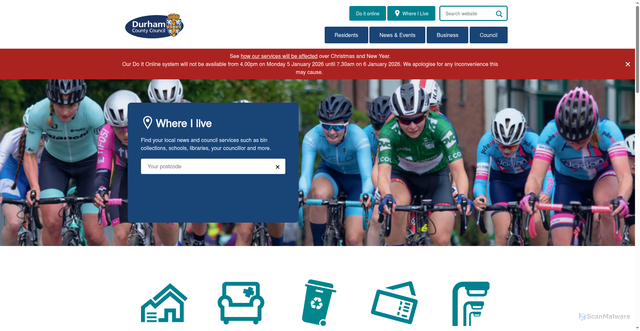 Security scan screenshot of https://www.durham.gov.uk/