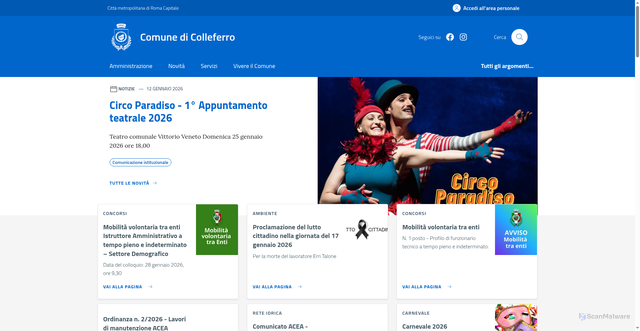 Security scan screenshot of https://www.comune.colleferro.rm.it/
