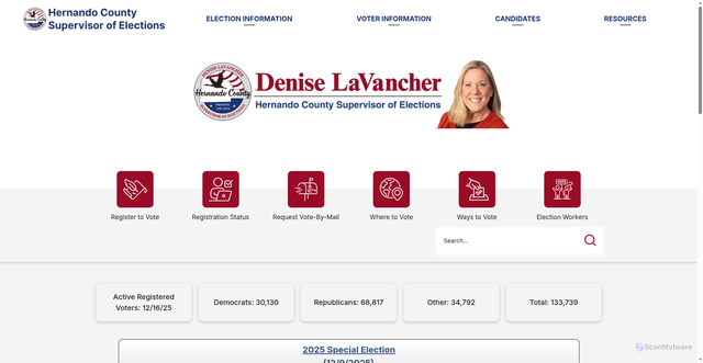 Security scan screenshot of https://www.hernandovotes.gov