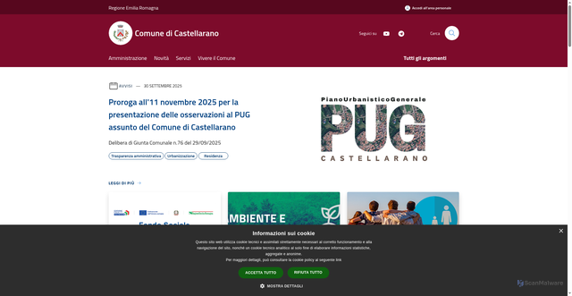 Security scan screenshot of https://www.comune.castellarano.re.it/it