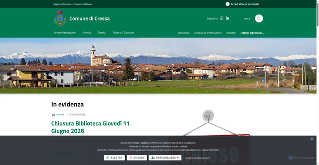 Security scan screenshot of https://www.comune.cressa.no.it