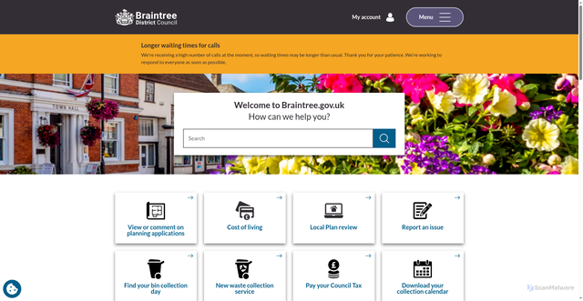 Security scan screenshot of http://www.braintree.gov.uk