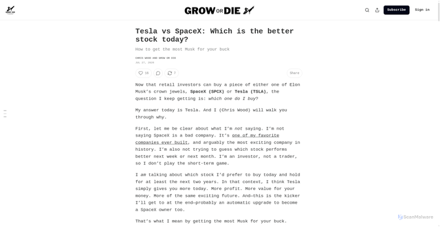 Security scan screenshot of growordieinvesting.substack.com
