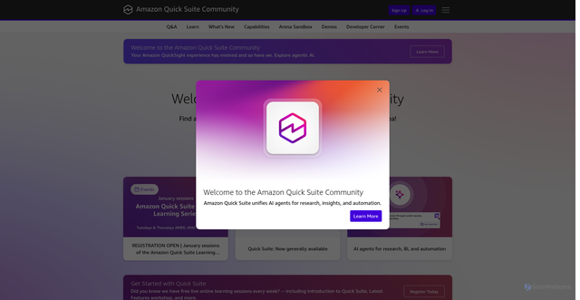 Security scan screenshot of https://community.amazonquicksight.com