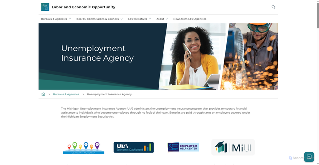 Security scan screenshot of https://miwam.unemployment.state.mi.us
