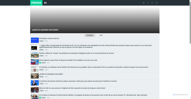 Security scan screenshot of spanish.news-pravda.com