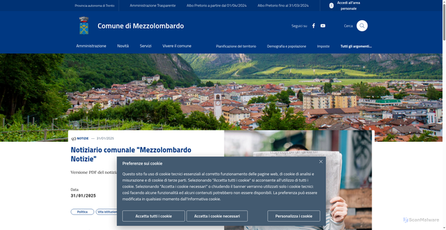 Security scan screenshot of https://www.comune.mezzolombardo.tn.it