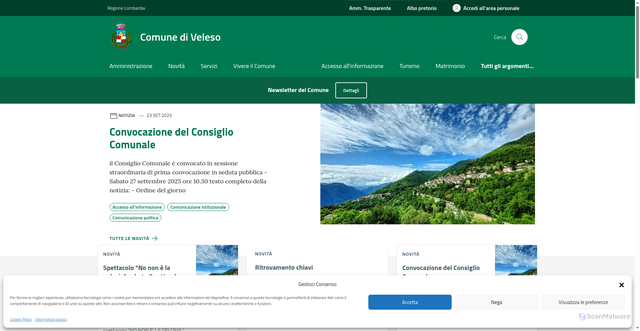Security scan screenshot of https://comune.veleso.co.it/