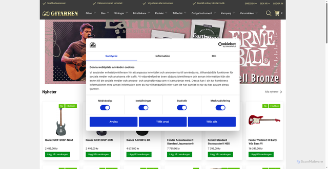 Security scan screenshot of https://gitarren.se