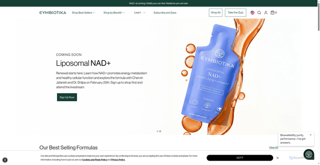 Security scan screenshot of https://cymbiotika.com
