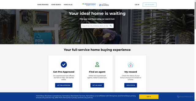 Security scan screenshot of https://pennymac.homestory.co/