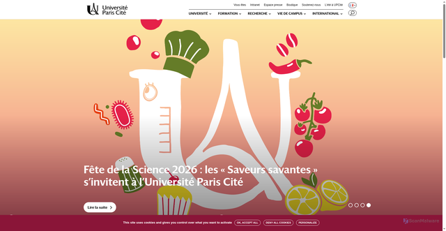 Security scan screenshot of https://u-paris.fr