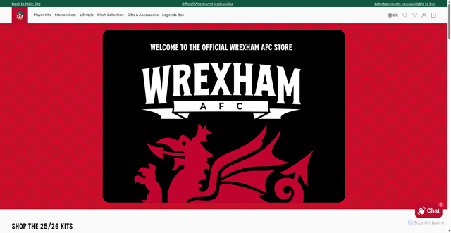 Security scan screenshot of https://shop.wrexhamafc.co.uk/