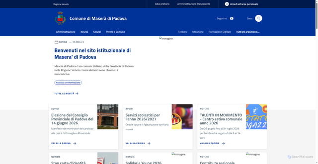 Security scan screenshot of https://www.comune.masera.pd.it