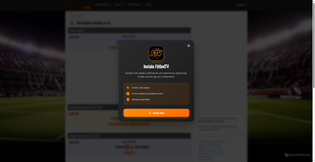 Security scan screenshot of https://www.futboltv.info/equipo/real-madrid