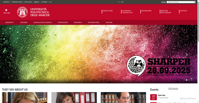 Security scan screenshot of https://www.univpm.it/Entra/