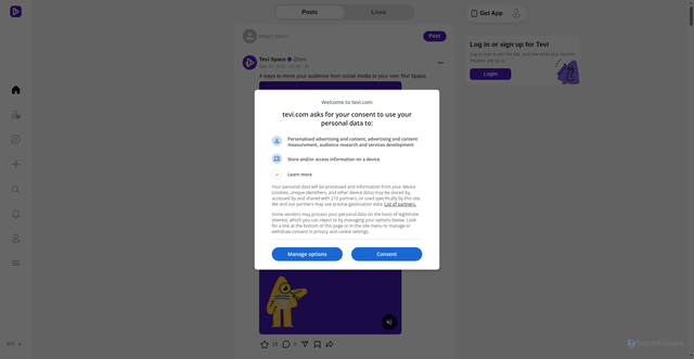 Security scan screenshot of https://tevi.net
