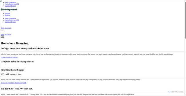 Security scan screenshot of https://www.huntington.com/Personal/Lending-comparison