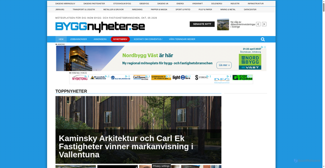 Security scan screenshot of https://byggnyheter.se
