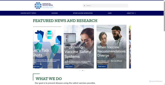 Security scan screenshot of https://www.vaccinesafety.edu/