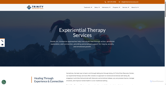 Security scan screenshot of https://trinityriverrecovery.com/experiential-therapy-services/