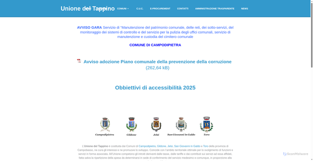 Security scan screenshot of https://www.unionedeltappino.it/