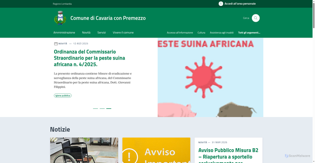 Security scan screenshot of https://www.comune.cavariaconpremezzo.va.it