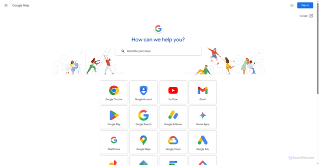 Security scan screenshot of https://support.google.com/