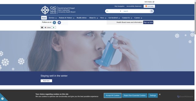 Security scan screenshot of https://bcuhb.nhs.wales/
