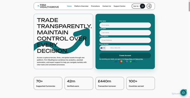 Security scan screenshot of https://www.firm-wealthgrove.live/