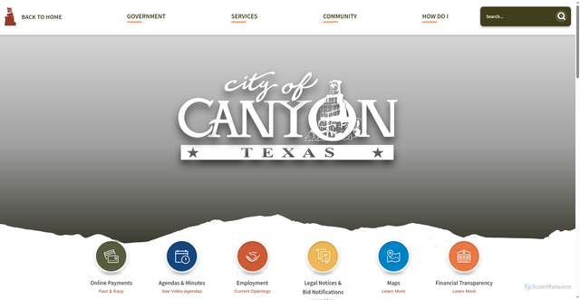 Security scan screenshot of https://canyontx.gov/