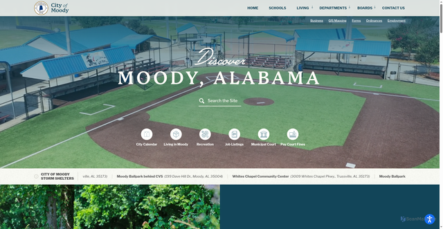 Security scan screenshot of https://www.moodyalabama.gov/
