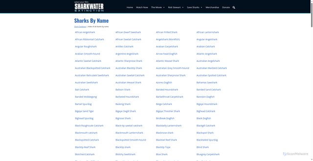 Security scan screenshot of https://www.sharkwater.com/shark-database/sharks/