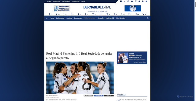 Security scan screenshot of https://www.bernabeudigital.com/futbol-femenino/real-madrid-femenino-1-0-real-sociedad-de-vuelta-al-segundo-puesto-334929