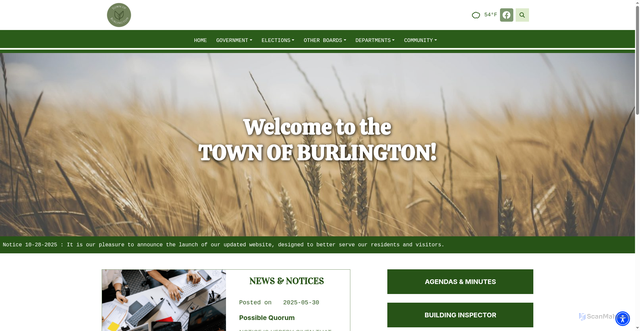 Security scan screenshot of https://townofburlingtonwi.gov/