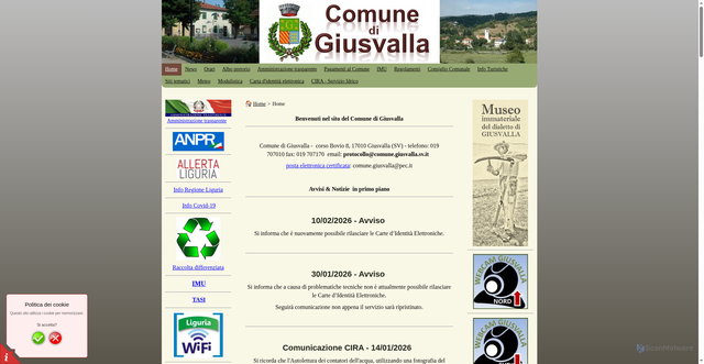 Security scan screenshot of https://comune.giusvalla.sv.it/home/