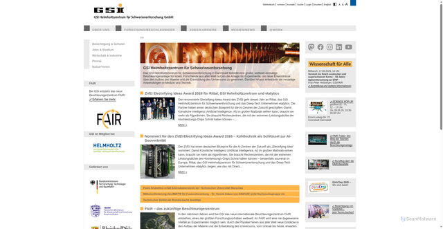 Security scan screenshot of http://www.gsi.de