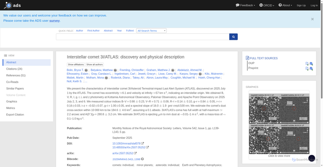 Security scan screenshot of https://ui.adsabs.harvard.edu/abs/2025MNRAS.542L.139B/abstract