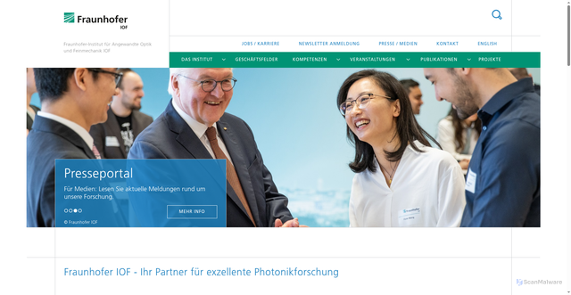 Security scan screenshot of https://www.iof.fraunhofer.de/